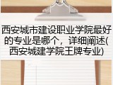 西安城市建设职业学院最好的专业是哪个，详细阐述(西安城建学院王牌专业)