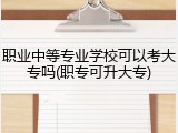 职业中等专业学校可以考大专吗(职专可升大专)