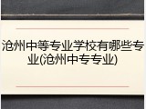 沧州中等专业学校有哪些专业(沧州中专专业)