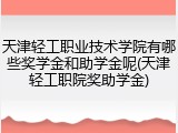 天津轻工职业技术学院有哪些奖学金和助学金呢(天津轻工职院奖助学金)