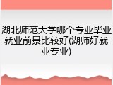 湖北师范大学哪个专业毕业就业前景比较好(湖师好就业专业)