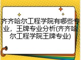 齐齐哈尔工程学院有哪些专业，王牌专业分析(齐齐哈尔工程学院王牌专业)