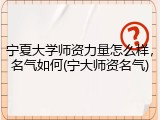 宁夏大学师资力量怎么样，名气如何(宁大师资名气)
