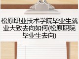 松原职业技术学院毕业生就业大致去向如何(松原职院毕业生去向)