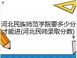 河北民族师范学院要多少分才能进(河北民师录取分数)