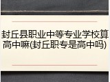 封丘县职业中等专业学校算高中嘛(封丘职专是高中吗)