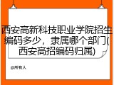 西安高新科技职业学院招生编码多少，隶属哪个部门(西安高招编码归属)