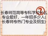 长春师范高等专科学校什么专业最好，一年招多少人(长春师专热门专业及招生)