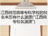 江西师范高等专科学校的校名来历有什么渊源("江西师专校名渊源")