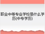 职业中等专业学校是什么学历(中专学历)