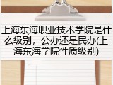 上海东海职业技术学院是什么级别，公办还是民办(上海东海学院性质级别)
