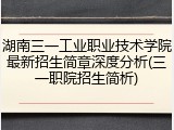 湖南三一工业职业技术学院最新招生简章深度分析(三一职院招生简析)
