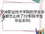 宁波职业技术学院的学生毕业都怎么样了(宁职院学生毕业去向)