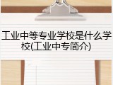 工业中等专业学校是什么学校(工业中专简介)