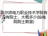 哈尔滨电力职业技术学院有没有院士，大概多少(哈电院院士数量)