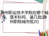 滁州职业技术学院在哪个城市，是本科吗，第几批(滁州职院城市批次)