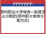 鄂州职业大学宿舍一般是怎么分配的(鄂州职大宿舍分配方式)