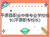 平原县职业中等专业学校校长(平原职专校长)