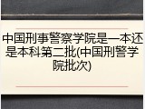 中国刑事警察学院是一本还是本科第二批(中国刑警学院批次)