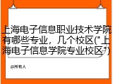 上海电子信息职业技术学院有哪些专业，几个校区("上海电子信息学院专业校区")