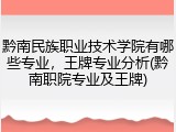 黔南民族职业技术学院有哪些专业，王牌专业分析(黔南职院专业及王牌)