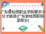 广东碧桂园职业学院要多少分才能进(广东碧桂园职院录取分)