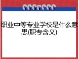 职业中等专业学校是什么意思(职专含义)