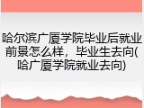 哈尔滨广厦学院毕业后就业前景怎么样，毕业生去向(哈广厦学院就业去向)