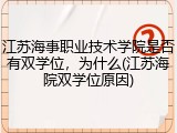 江苏海事职业技术学院是否有双学位，为什么(江苏海院双学位原因)