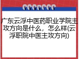 广东云浮中医药职业学院主攻方向是什么，怎么样(云浮职院中医主攻方向)