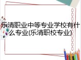 乐清职业中等专业学校有什么专业(乐清职校专业)