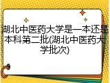 湖北中医药大学是一本还是本科第二批(湖北中医药大学批次)