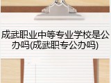 成武职业中等专业学校是公办吗(成武职专公办吗)