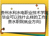 贵州水利水电职业技术学院毕业可以找什么样的工作(贵水职院就业方向)