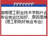湖南理工职业技术学院什么专业就业比较好，原因是啥(理工职院好就业专业)