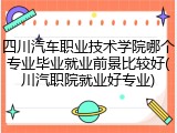 四川汽车职业技术学院哪个专业毕业就业前景比较好(川汽职院就业好专业)