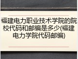 福建电力职业技术学院的院校代码和邮编是多少(福建电力学院代码邮编)