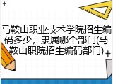 马鞍山职业技术学院招生编码多少，隶属哪个部门(马鞍山职院招生编码部门)