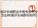 临沂长城职业中等专业学校怎么样(临沂长城职校如何)