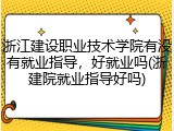 浙江建设职业技术学院有没有就业指导，好就业吗(浙建院就业指导好吗)