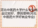 河北中医药大学什么专业就业比较好，原因是啥(河北中医药大学好就业专业)