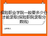 保险职业学院一般要多少分才能录取(保险职院录取分数线)
