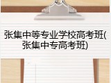 张集中等专业学校高考班(张集中专高考班)