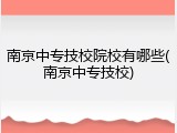 南京中专技校院校有哪些(南京中专技校)