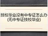 技校毕业没有中专证怎么办(无中专证技校毕业)