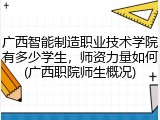 广西智能制造职业技术学院有多少学生，师资力量如何(广西职院师生概况)