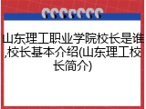 山东理工职业学院校长是谁,校长基本介绍(山东理工校长简介)