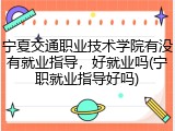 宁夏交通职业技术学院有没有就业指导，好就业吗(宁职就业指导好吗)