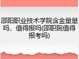 邵阳职业技术学院含金量量吗，值得报吗(邵职院值得报考吗)