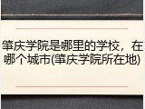 肇庆学院是哪里的学校，在哪个城市(肇庆学院所在地)